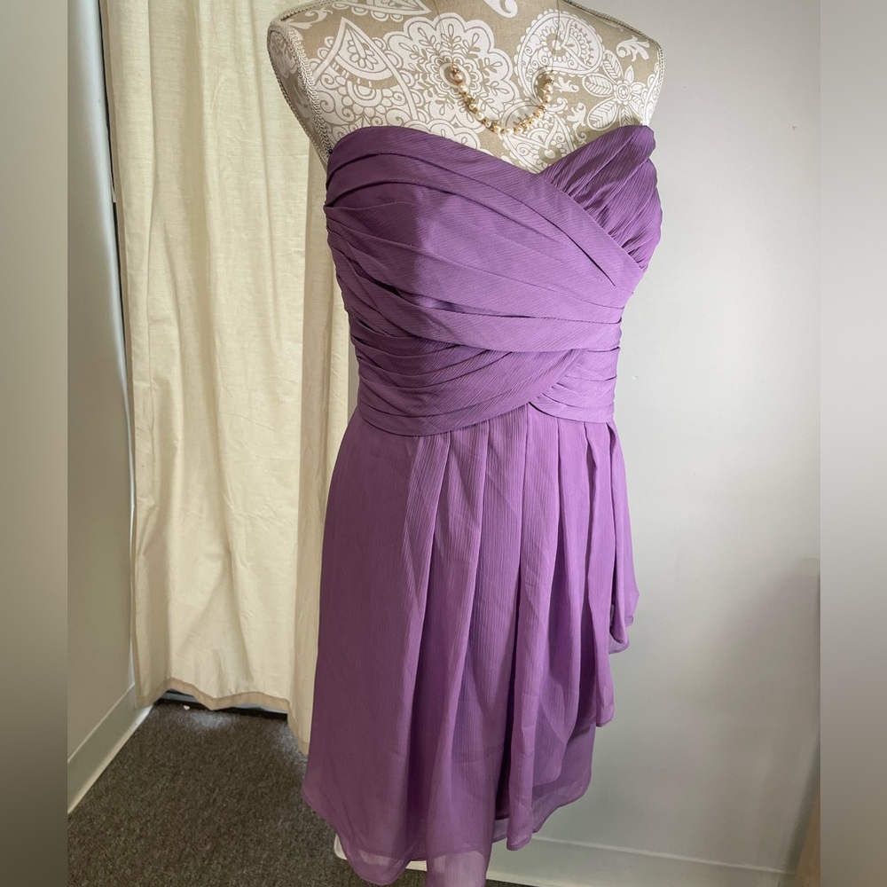 Strapless David’s Bridal Chiffon Dress